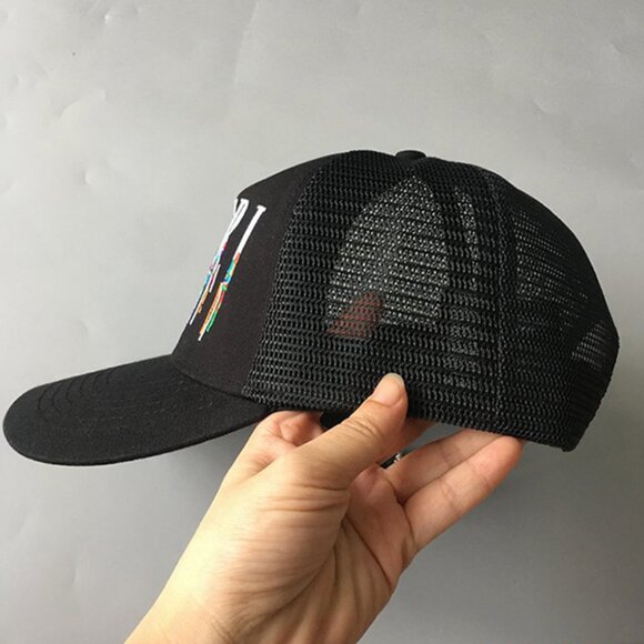 Amiri Embroidered Paint Drip AM Logo Trucker Snapback Cap main image 5